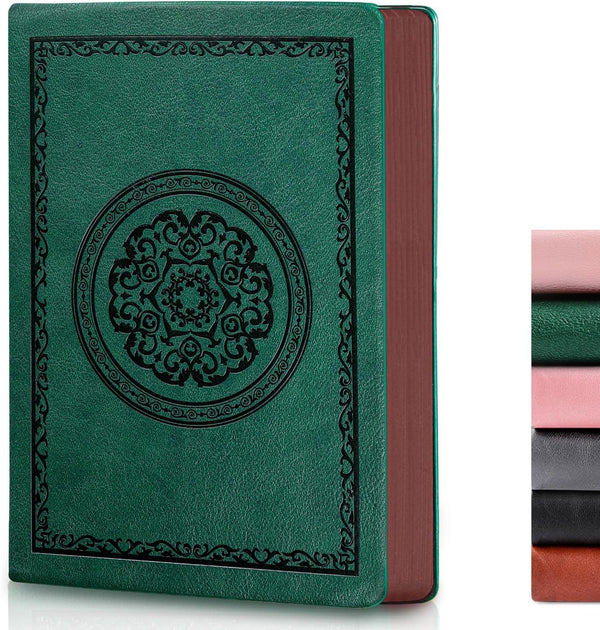 Leather Vintage Journal Notebook, 300 Pages Softcover for Travel, Business, Work, Office, School, 5.7'' x 8.3'', Green