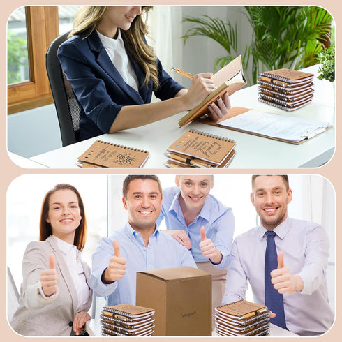 Tellingyou 20 Set Employee Appreciation Thank You Gifts, Inspirational Spiral Notebook, Motivational Bamboo Pen for Team
