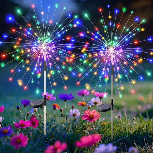 btfarm 2 Pack Solar Garden Lights Outdoor 8 Modes, 120 LED Firework