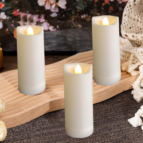 2"x5" Outdoor LED Battery Operated Candles, Timer/Remote Plastic Flickering Waterproof Flameless Candles for Decoration