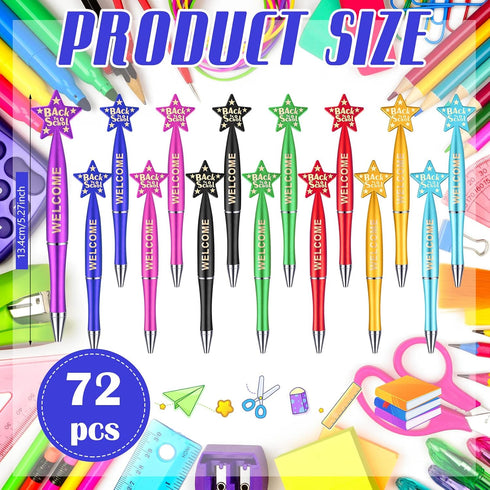 Sherr 72 Pcs Welcome Back to School Ballpoint Pens Back to School Supplies First Day of School Pens School Gifts Pens for Office Back to School Supplies Students Children Gift by Sherr