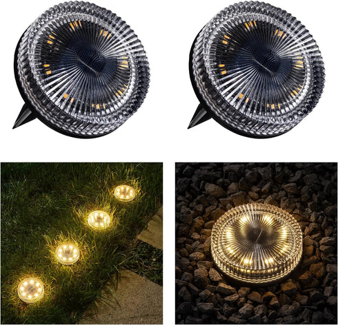 Glass Solar Ground Lights with Ray Style, Modular-Design Waterproof In-Ground Light for