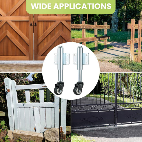 2" Spring Loaded Gate Caster, 2 PCS Heavy Duty Farm Gate Wheels with 4 Holes Mounting Plate, 110 Lbs Capacity
