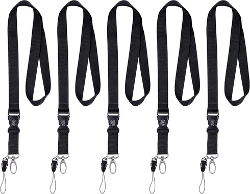 Wisdompro Office Lanyard, 5 Pack, 23 inch Quick Release Neck Strap with Detachable Buckle, Black