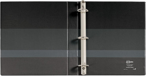 Avery 1" Durable 3 Ring Binder, One Touch EZD Rings, Label Holder, Black Binder (08302)