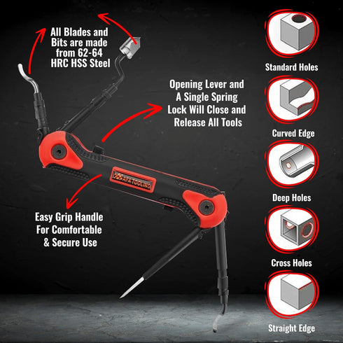 AFA Tooling 4-in-1 Deburring Tool for Metal, Resin, PVC Pipes, and 3D Printed Edges, Plumbing Burr Removal