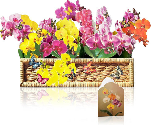 Pop Up Cards, Orchid Paper Flower Bouquet for Mother's Day,Birthday, Thank You,