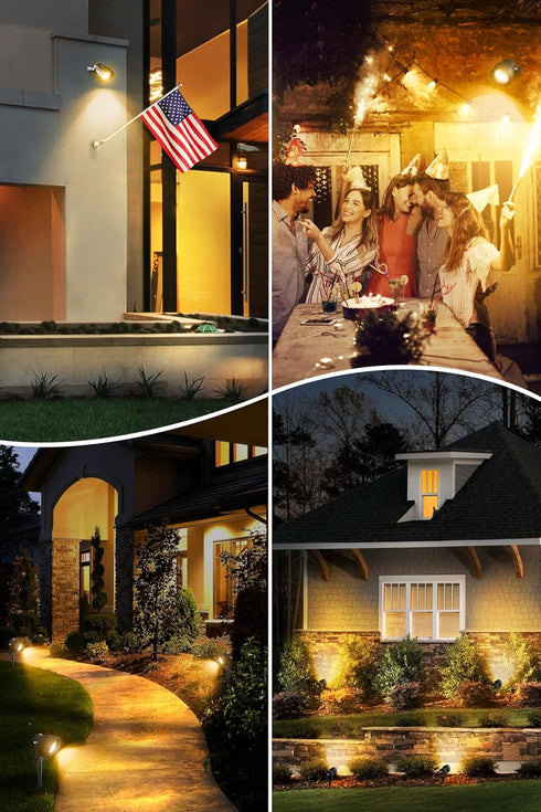 3000K 2 Pack T-SUN Dusk to Dawn Outdoor Lighting, Flag Spot Lights with Photocell Auto On/Off, Waterproof Warm White