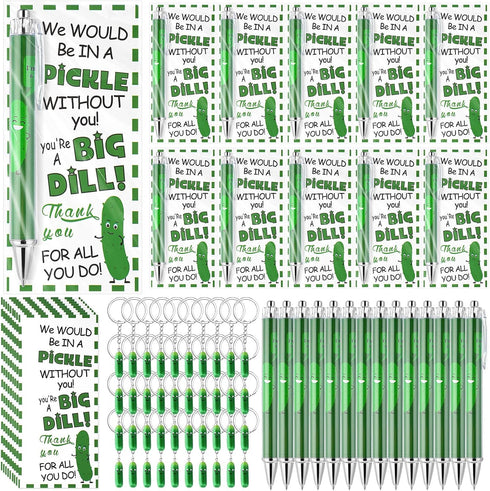 Sayglossy 50 Set Employee Appreciation Gifts Bulk Christmas Pickle Keychain for Coworker with
