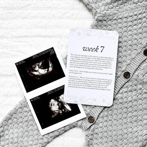 DUNCAN & STONE PAPER CO. 20 Pregnancy Milestone Cards - New Mom Essentials, Weekly Prayer, Bible Verse Signs, 42 Weeks
