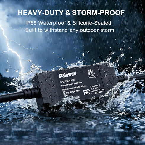 Dimmer 350W Dimmer IP65 Dimmer 100FT Outdoor for String Lights Plug-in with Remote Control & Timer, Waterproof LED