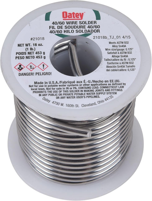 Oatey 21018 40/60, 0.125-Inch ga. -1 lb. Wire Solder, Gray