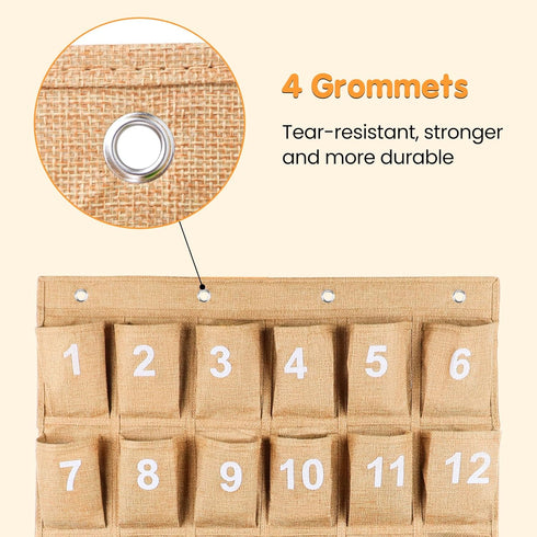 Eamay 30 Numbered Classroom Pocket Charts for Cell Phones and Calculators, Wall Door Mount Hanging Organizer (Black)