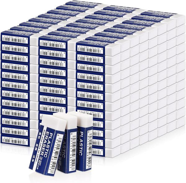 Yeaqee 300 Pcs White Pencil Erasers Bulk, Soft Art Erasers for Kids, Students, and Office Writing
