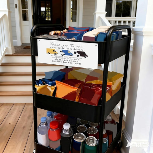 BrightRow 2 Set, 3-Tier Pcs Delivery Driver Snack Station Rolling Snack Cart with Handle Wheel Thank You to Our Amazing