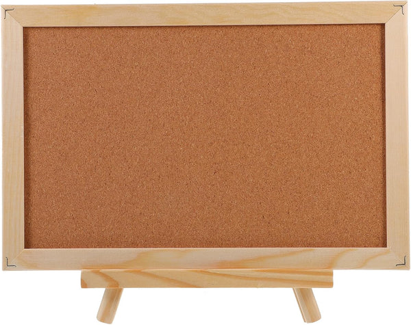 MAGICLULU Wooden Frame Message Board - Pin Board with Wood Easel Display Stand, Tripod Holder, and Cork Notes Box