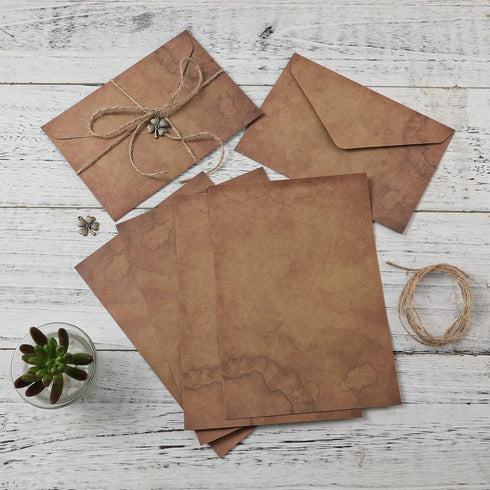 SAVITA Set of 30 Vintage Envelopes and Antique Papers, 16.5 x 11.5 cm, Includes Antique Envelopes and Papers