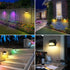 2 Packs 9 intelamp Solar Fence Lights Outdoor, Colors & RGB Color Changing Deck Lights Waterproof, Solar Powered LED