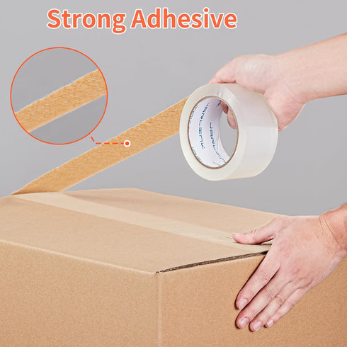 JARLINK 6 Rolls Clear Packing Tape with Dispenser - Heavy Duty Refills for Shipping, Mailing, 2.7mil Thick, 1.88 x 55