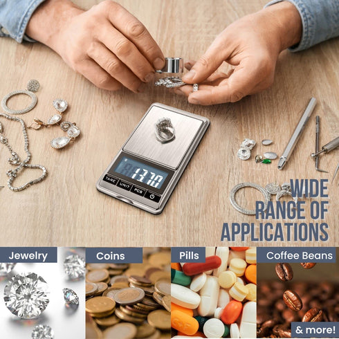 Flexzion Jewelry Small Digital Scale, .01 Gram Accuracy, Portable Digital Scale with 300g Weight Capacity
