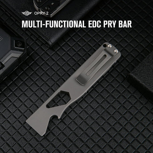 Set, OKNIFE Opry Multitool EDC Titanium Pry Bar Bottle Opener, Nail Puller with Hex Wrench, Screw and Pocket Clip