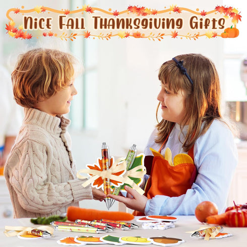 Pasimy 24 Set Fall Sticky Notes and Pens - Classroom Gifts, Thanksgiving Pens, Pumpkin Maple Leaf Notepads (Orange,