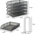 Stackable 4 Tier Paper Letter Tray Organizer, Mesh Desk Organizer with File Holder for Office Supplies, Black