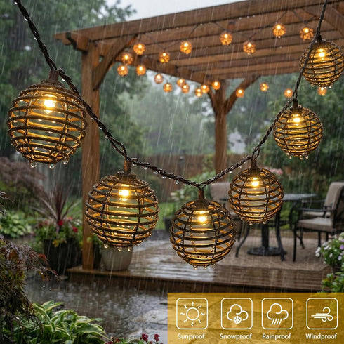 10 Bulbs Decor(9.84FT) Vigdur Patio String Lights Outdoor, Brown Globe Lantern String Lights with Plug in, Connectable