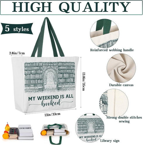 Fulmoon 5 Set Book Lovers Gifts, Includes Book Tote Bag, Notebooks, and Ballpoint Pens for Teacher Appreciation