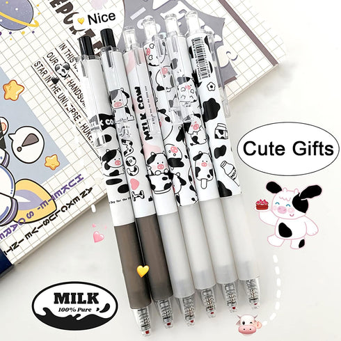 Cute Kawaii 0.5mm Black Ink Gel Pens, Fine Point Smooth Writing Ballpoint for Office School Supplies, Pack of 6
