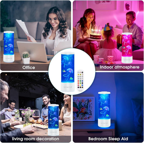 Speaker,12 Jellyfish Lamp with Bluetooth White Noise Changing Night Light,Sensory Aquarium LED Table Lamp for Autistic