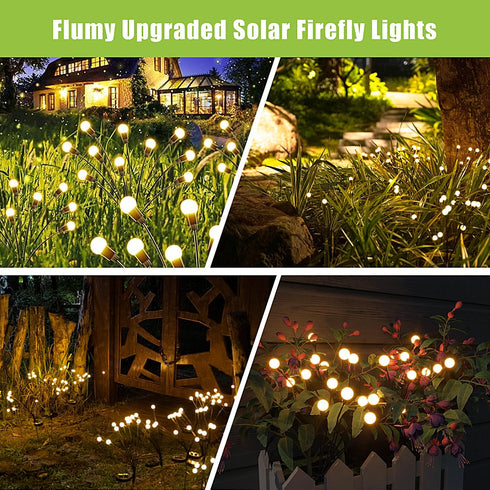 2 Pack Solar Lights Outdoor Waterproof for Yard Patio Garden Decor, Solar Powered Firefly Garden Lights