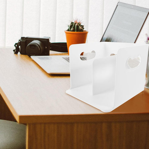 OSALADI Plastic Bookends Desk Book Support Rack Multi-Grid Book Holder Office and Student Desktop Organizer
