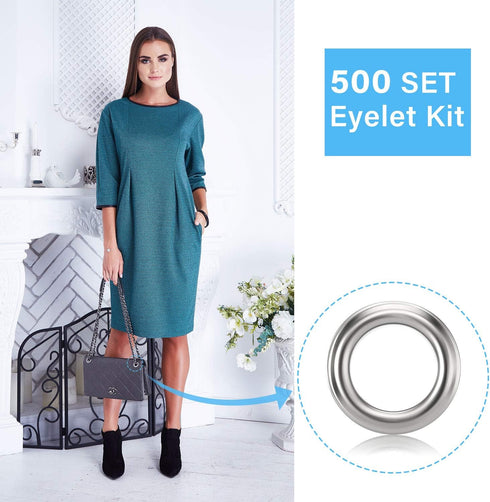 WILLBOND Grommet and Washer Kit, Finish Eyelet for Clothes, Fabric, Leather Tag Bag (500 Pieces, Silver, 1/2 Inch)