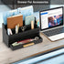 Black Wood Desk Organizer with Drawer, Rustic Bill Mail Organizer and File Holder for Office Supplies