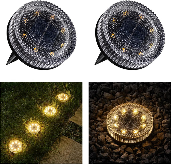Glass Solar Pathway Lights with Bubble Style, Modular-Design Waterproof In-Ground Light for