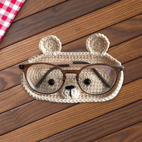 STDEV Knitted Glasses Holder Animal Shape Decorative Desk Organizers Crochet Eyeglass Desk Storage Tray Craft Soft