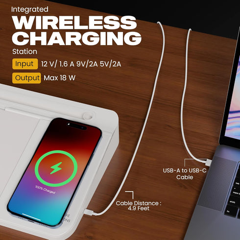 NEXTLUXE Small Glass Desk Whiteboard with Wireless Charger, Weekly Calendar Planner, Dry Erase Computer Pad, Organizer