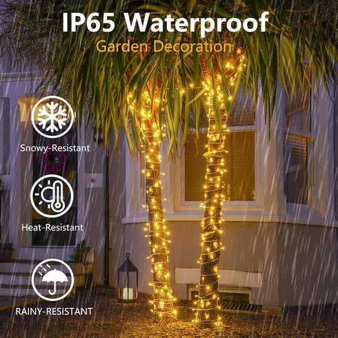 66FT 200LED Christmas String Lights, Waterproof, Extendable Twinkle Fairy Lights with 8 Modes & Timer for Garden,