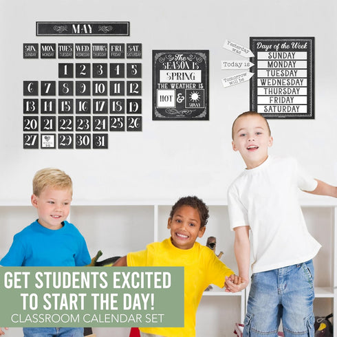 Hadley Designs Black and White Classroom Calendar Set, Bulletin Board Sets for Teachers, School Calendar for Classroom