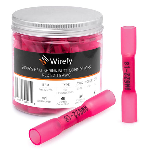 Wirefy 200 Wire Connectors, Heat Shrink Butt Connectors, Waterproof Electrical Kit for Marine Grade Wiring