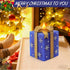 LCZLUMIPRO Christmas Flameless Gift Box Candle Hand-Painted Real Wax LED Candle with Remote Timer Battery Operated Blue