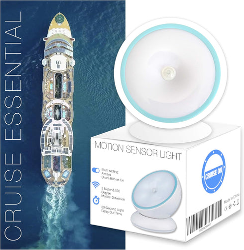 360 Closets, Cruise On Motion-Activated Battery LED Light with Magnetic Base, Rotating Night Lamp for Bathrooms