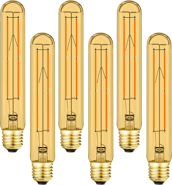 Leools Amber T10 LED Bulb 8W Equal E26 Edison Bulb 60 Watt