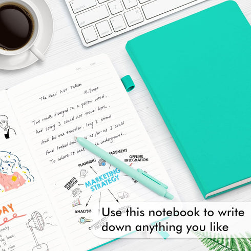 Feela 5 Pack Notebooks Journals Bulk, Hardcover Classic Ruled Journals with Pen Holder for Women, Girls, School Supplies