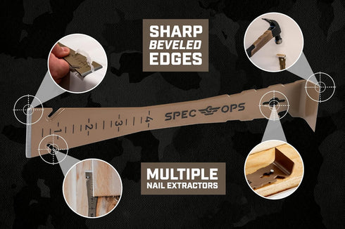 Spec Ops Tools 9.5" Trim Bar, High Carbon Spring Steel, Built-in Ruler, Beveled Edges, Nail Puller, 2-Pack