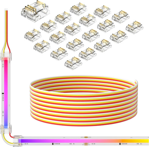 PAUTIX 12mm Connectors for 3-Pin RGB Smart IC COB LED Strip Lights
