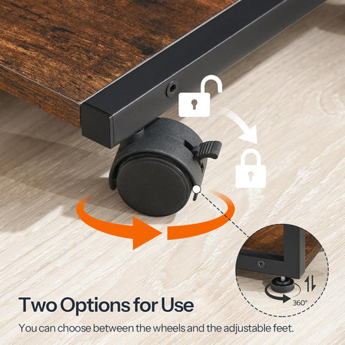 HOOBRO Computer Tower Stand - 2-Tier PC Stand with Charging Station and Locking Caster Wheels for Home Office