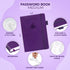 Clever Fox Password Book with Alphabetical Tabs - Internet Address Organizer Logbook, Medium Password Keeper (Purple)