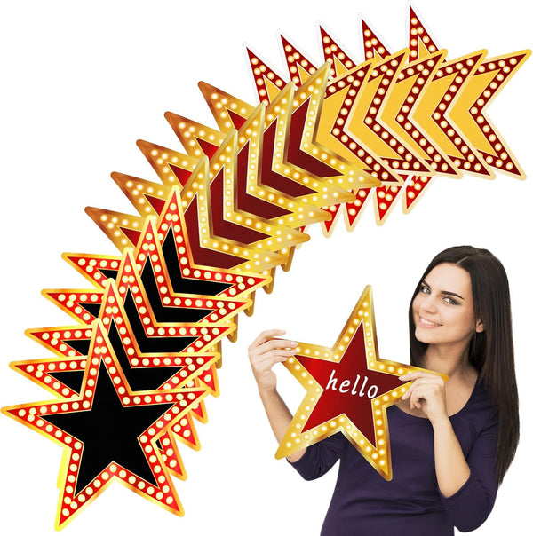 Geosar 48 Pcs Movie Star Cardboard Cutouts - Red Carpet Awards Night Confetti for Classroom Wall Movie Party Decoration